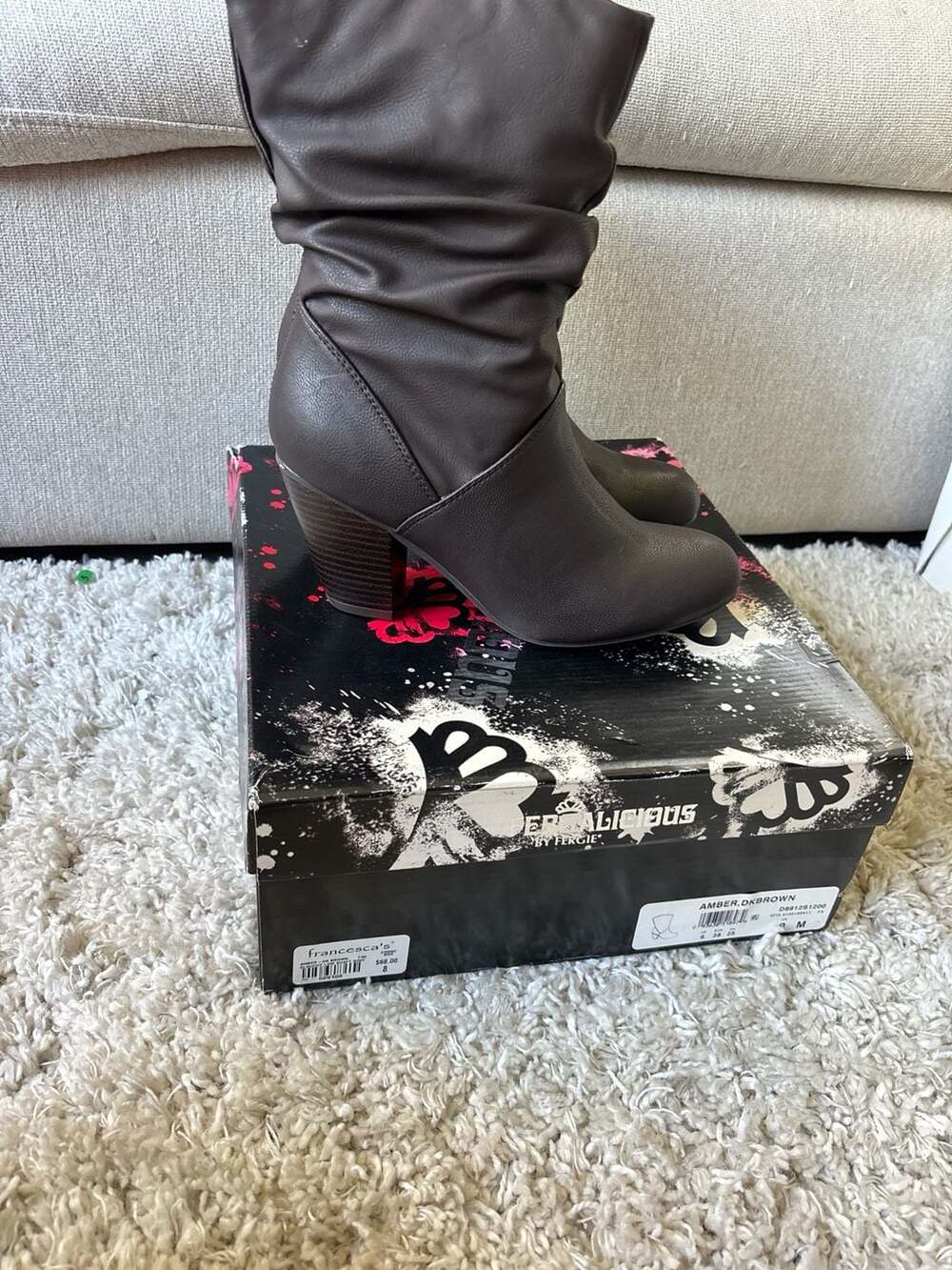 Fergalicious by Fergie Amber Slouchy Low Shaft Dark Brown Boots